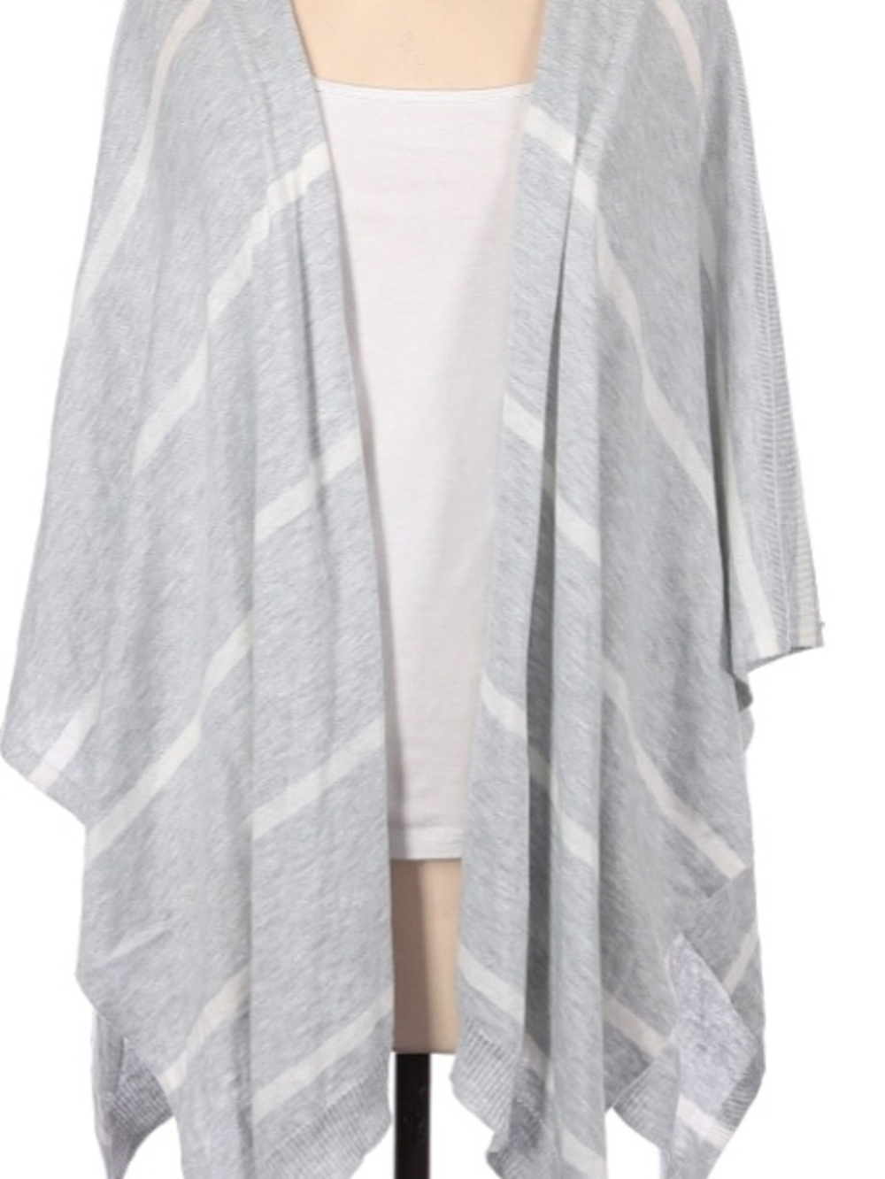 Ann Taylor Loft Light Gray Striped Open Front Cardigan Wrap EUC
